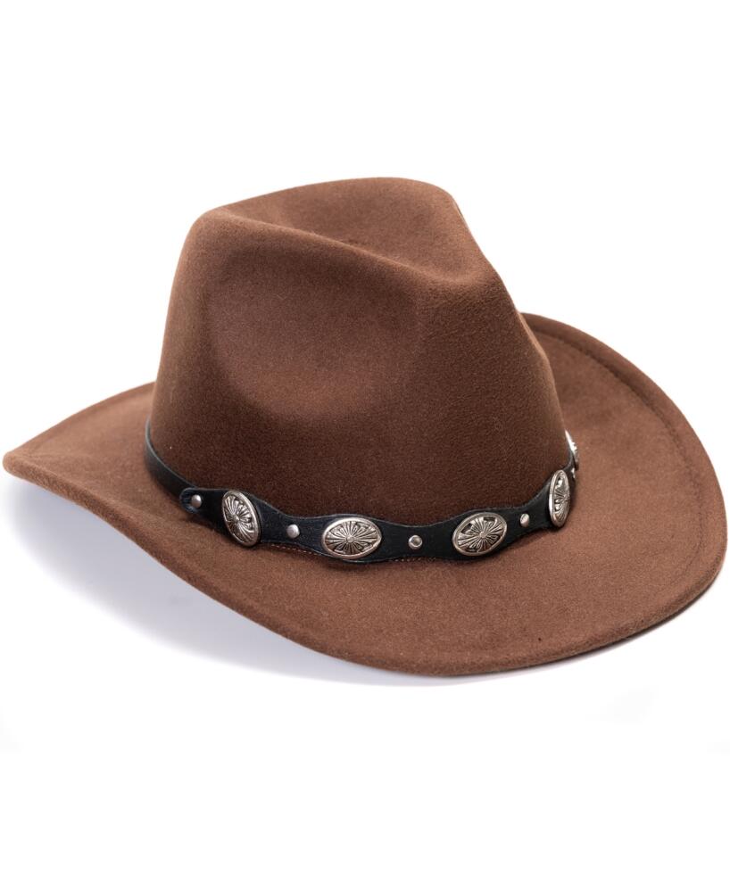 Vince Camuto Felted Cowboy Hat with Conch Belt - Chocolate Cover