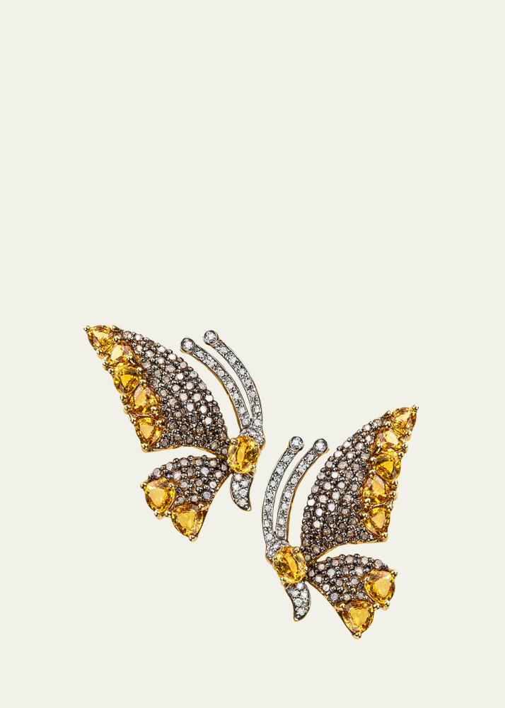 Stefere Yellow Gold Diamond and Yellow Sapphire Earrings from Butterfly Collection Cover