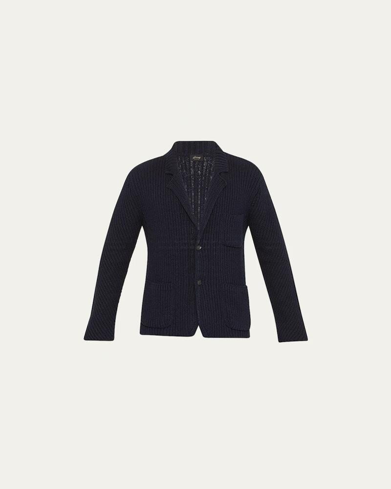 Brioni Men's Rib-Knit Cardigan Sweater Cover