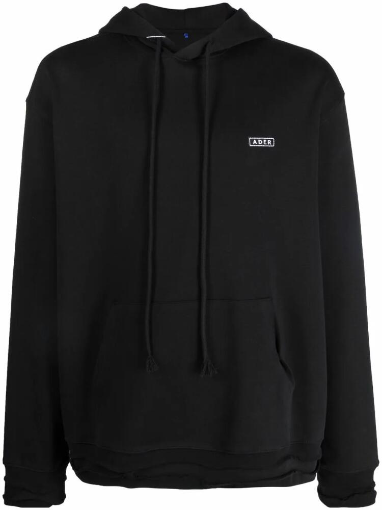 Ader Error logo-patch drawstring hoodie - Black Cover