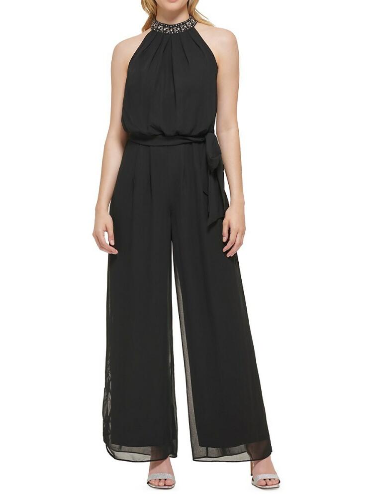 Eliza J Women's Chiffon Beaded Jumpsuit - Black Cover