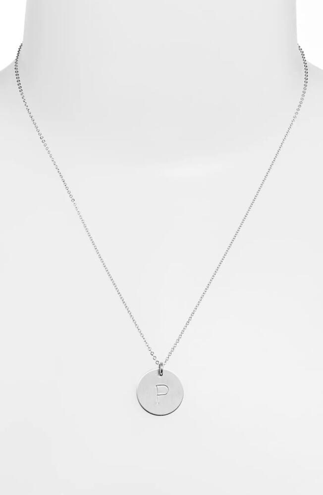 Nashelle Sterling Silver Initial Disc Necklace in Sterling Silver P Cover