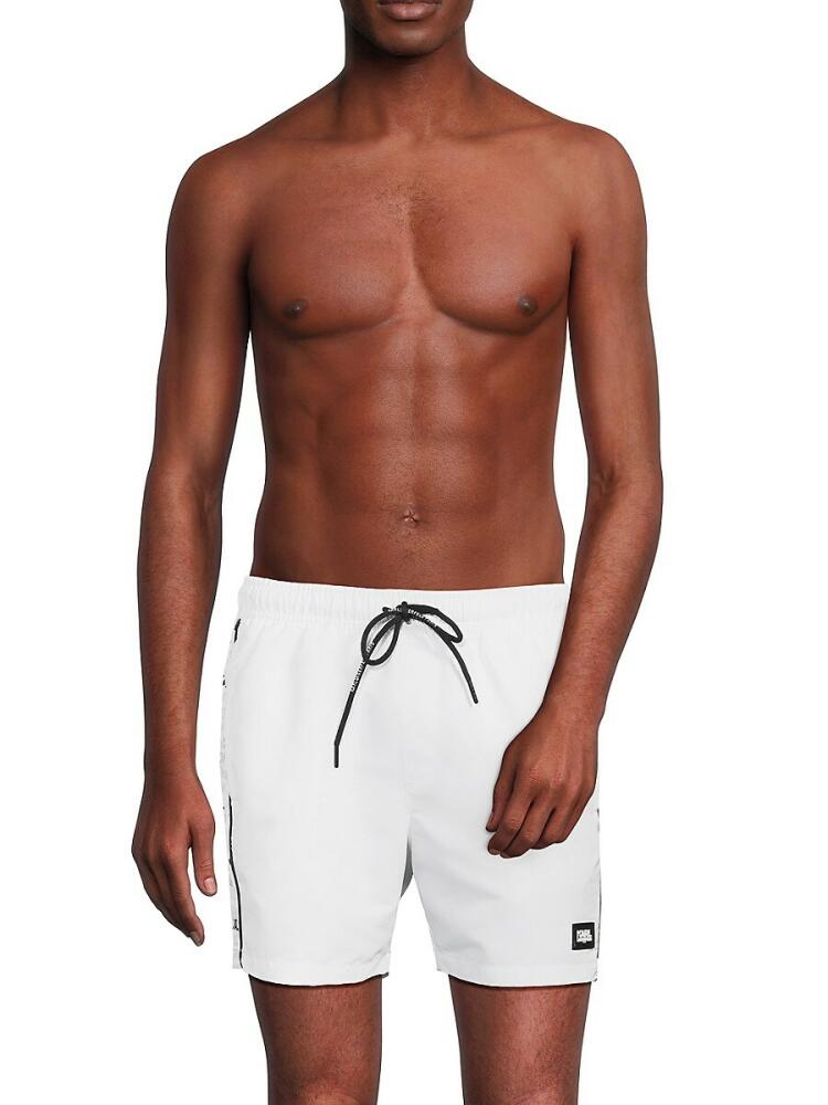 Karl Lagerfeld Paris Men's Modern Euro Logo Drawstring Shorts - White Cover