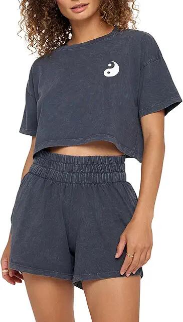 Spiritual Gangster Yin Yang Kaylee Crop Tee (Vintage Black) Women's Clothing Cover