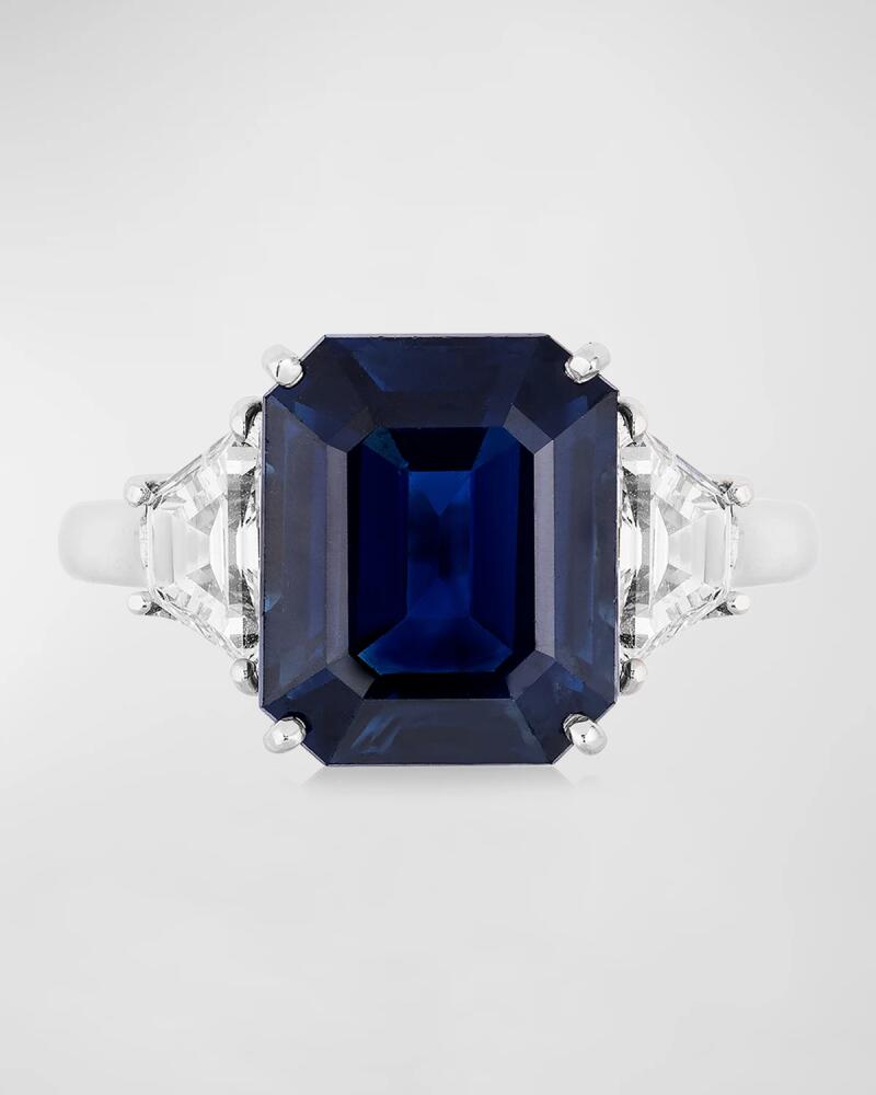 Andreoli 18K White Gold Sapphire and Diamond 3 Stone Ring Cover