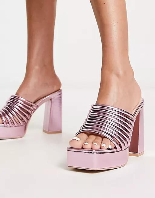 RAID Stella platform mules in metallic pink Cover