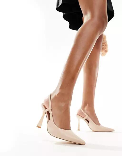 Truffle Collection sling back pointed mules in beige-Neutral Cover