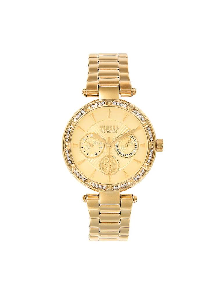 Versus Versace Women's Sertie Crystal Multifunction 36MM Goldtone Stainless Steel Bracelet Watch Cover