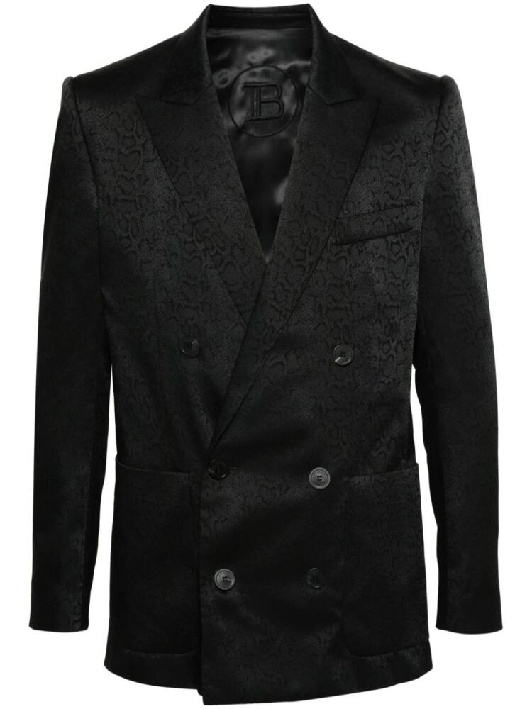 Balmain snake-jacquard double-breasted blazer - Black Cover