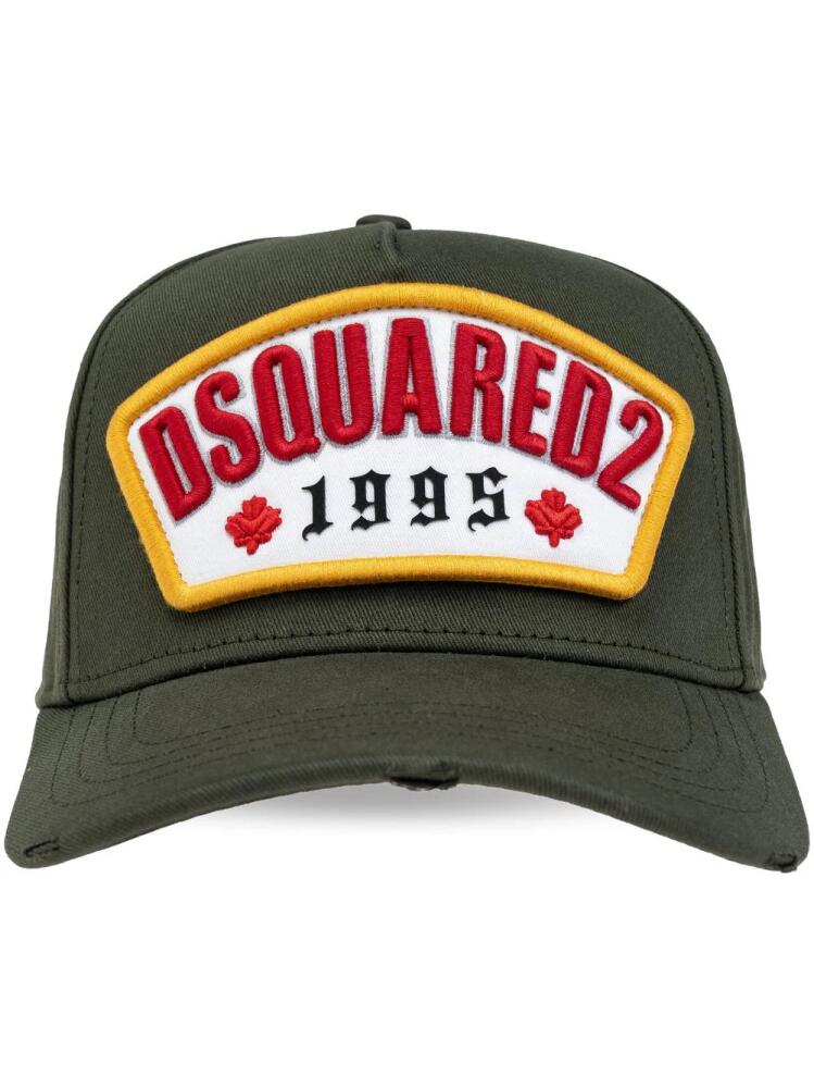 DSQUARED2 logo-appliqué cotton baseball cap - Green Cover