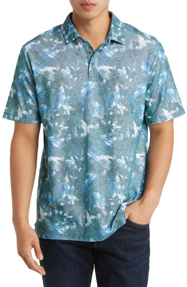 Tommy Bahama La Esmeralda IslandZone Floral Performance Piqué Polo in Forest Green Cover