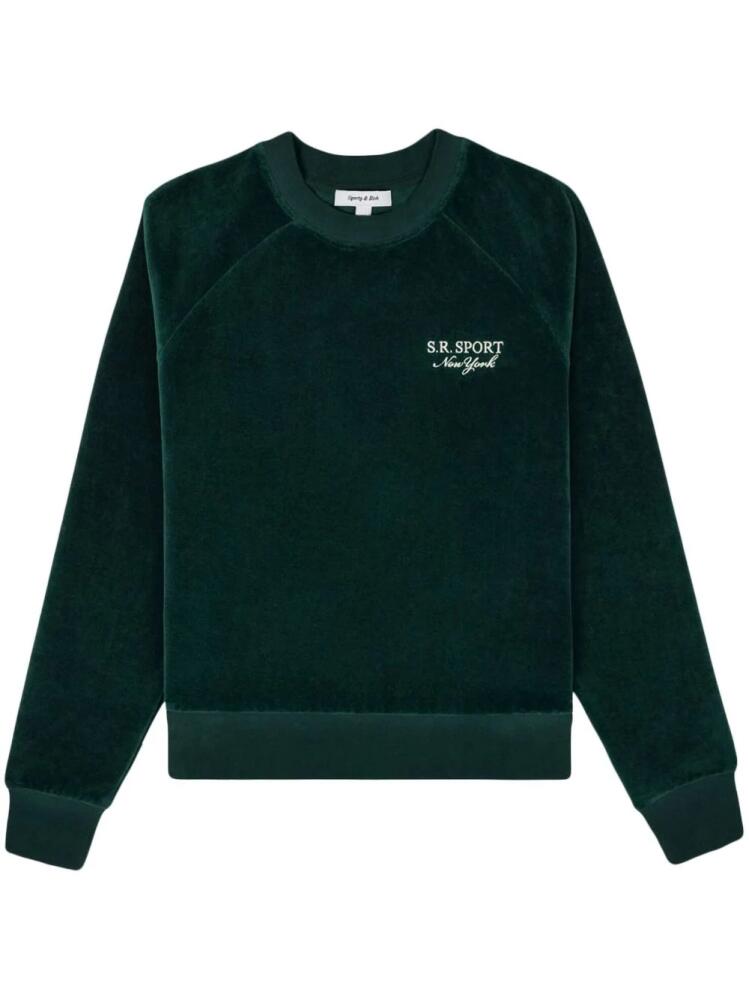 Sporty & Rich logo-embroidered velour sweatshirt - Green Cover