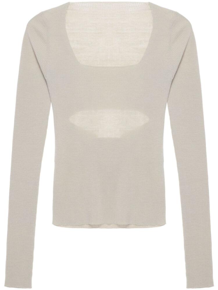 QUIRA long-sleeve ribbed-knit top - Neutrals Cover