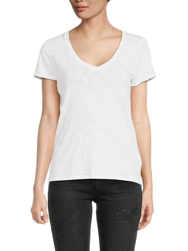 ATM Anthony Thomas Melillo Women's Slub Jersey Schoolboy V Neck Tee - White Cover