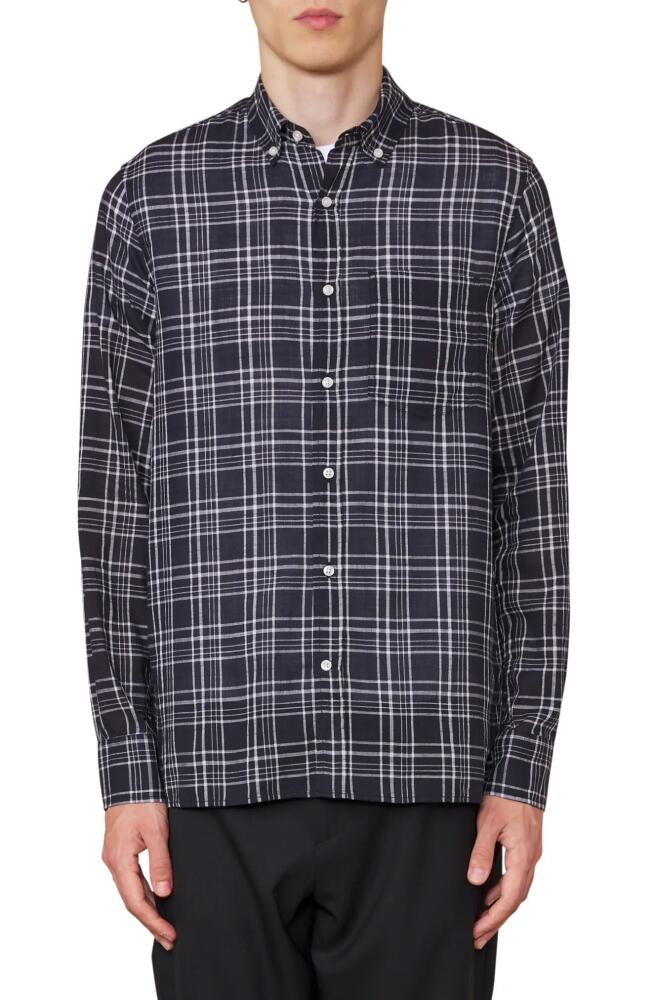 Officine Générale Arsene Check Cotton Button-Down Shirt in Black/White Cover