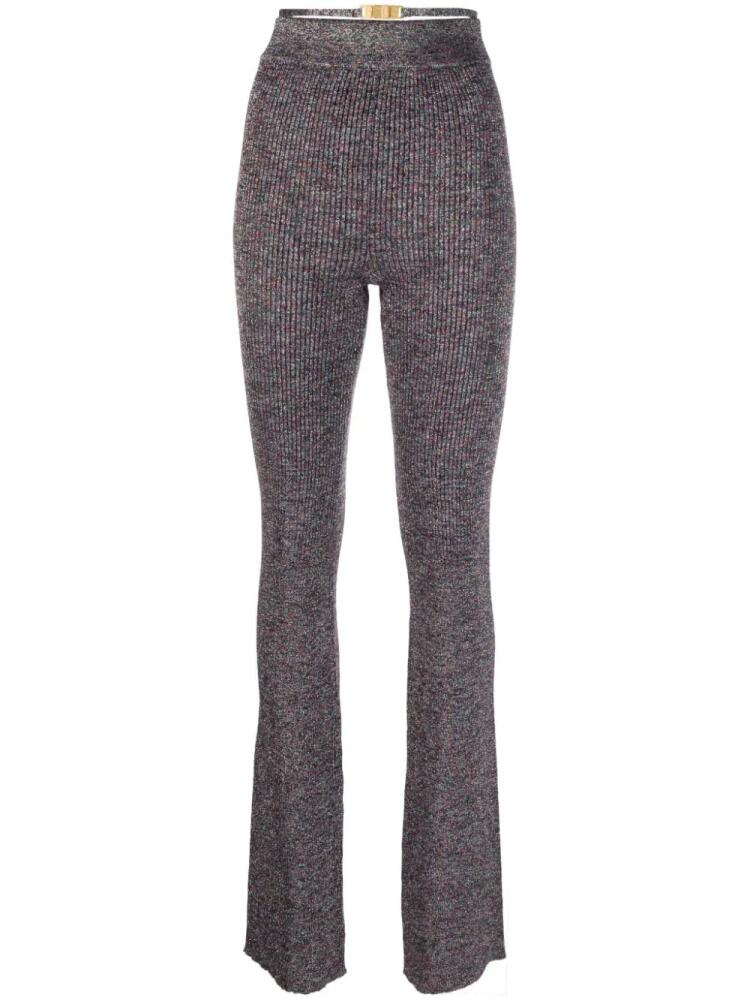 GCDS lurex-detailing flared knitted trousers - Purple Cover