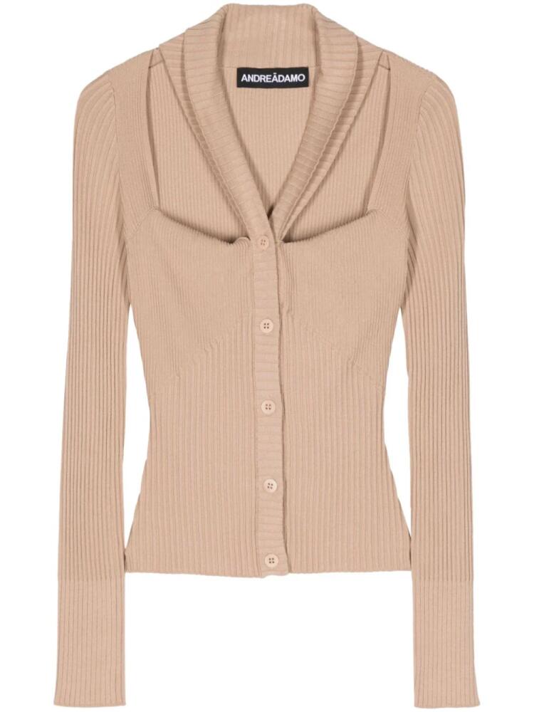 ANDREĀDAMO ribbed-knit cardigan - Neutrals Cover