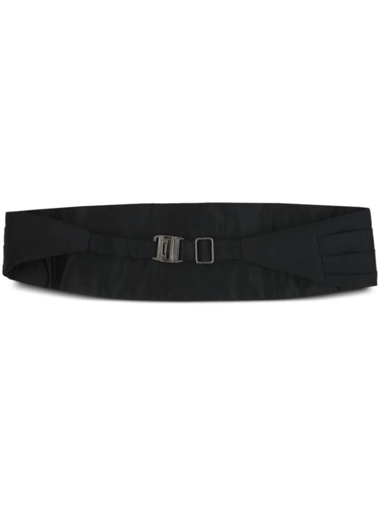 Zegna silver hardware silk belt - Black Cover