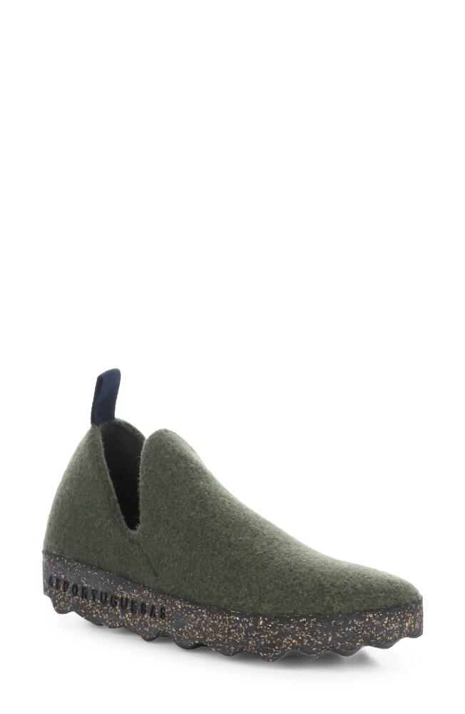 Asportuguesas by Fly London City Sneaker in 041 Military Green Tweed/Felt Cover