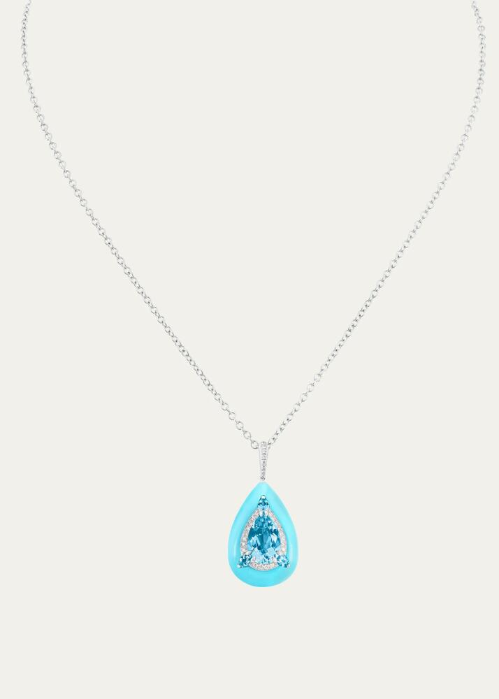 Boghossian 18K White Gold Topaz, Diamond, and Turquoise Inlay Pendant Necklace Cover