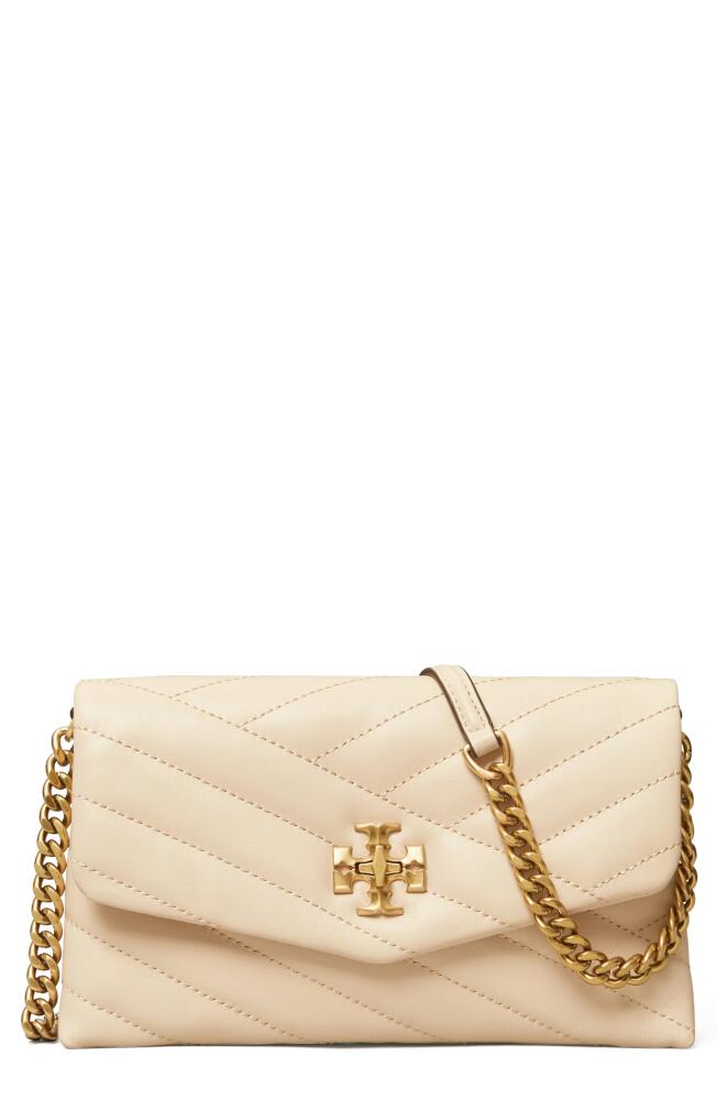 Tory Burch Kira Chevron Quilted Leather Wallet on a Chain in New Cream Cover