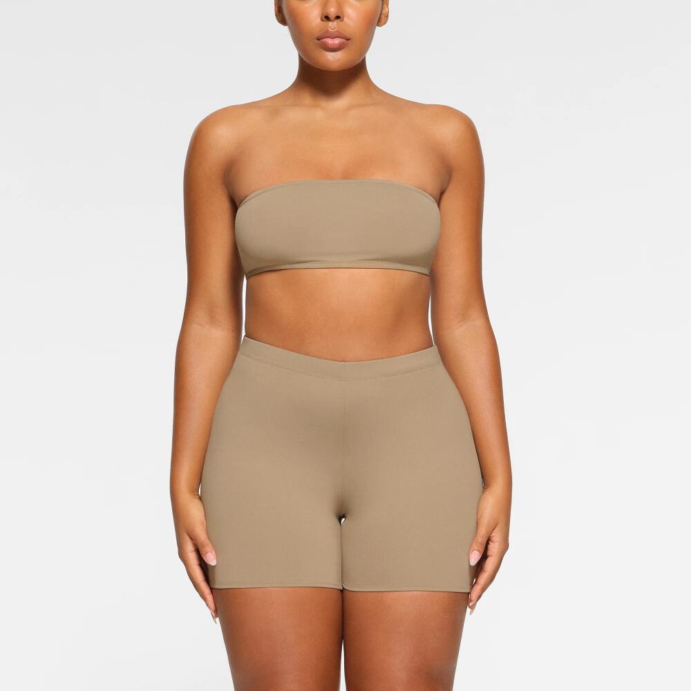 SKIMS Mid Waist Short | Medium Neutral | 4XL | Signature Swim Cover