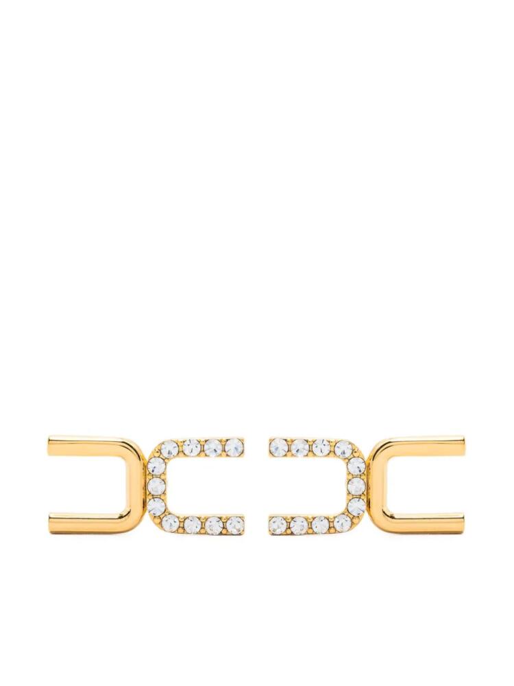 Elisabetta Franchi crystal-embellished logo-stud earrings - Gold Cover