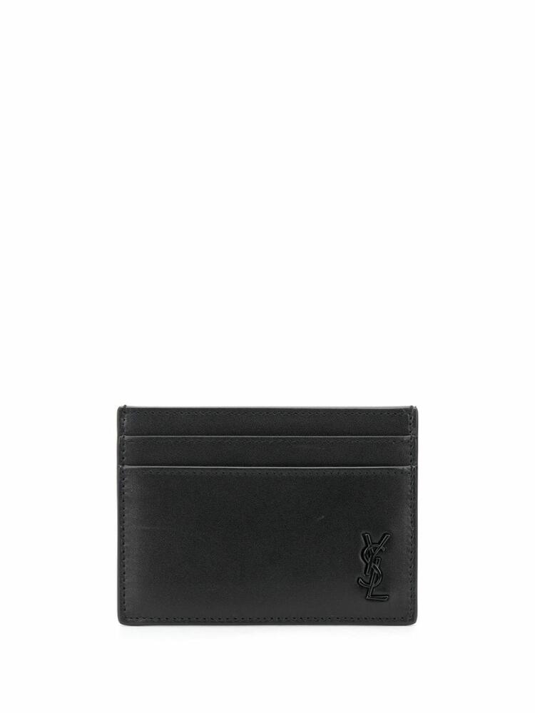 Saint Laurent Cassandre-plaque leather card holder - Black Cover