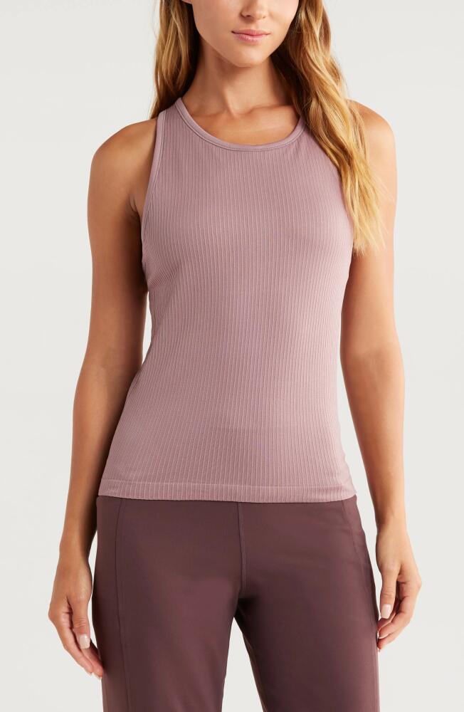 Zella Pure Seamless Racerback Rib Tank in Purple Moon Cover