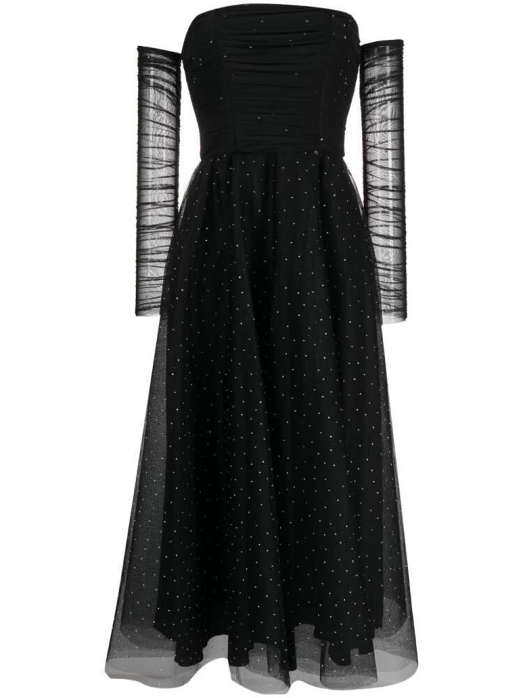 NISSA crystal-embellished off-shoulder dress - Black Cover