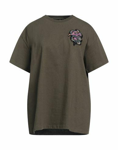 Etro Woman T-shirt Military green Cotton Cover