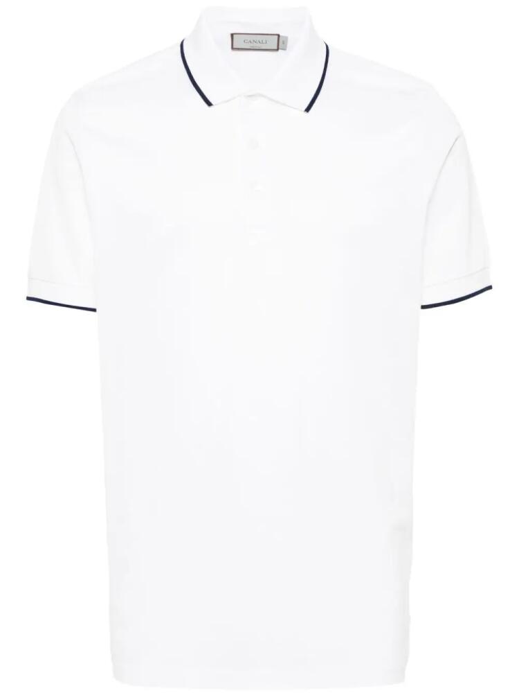 Canali contrasting-border polo shirt - White Cover