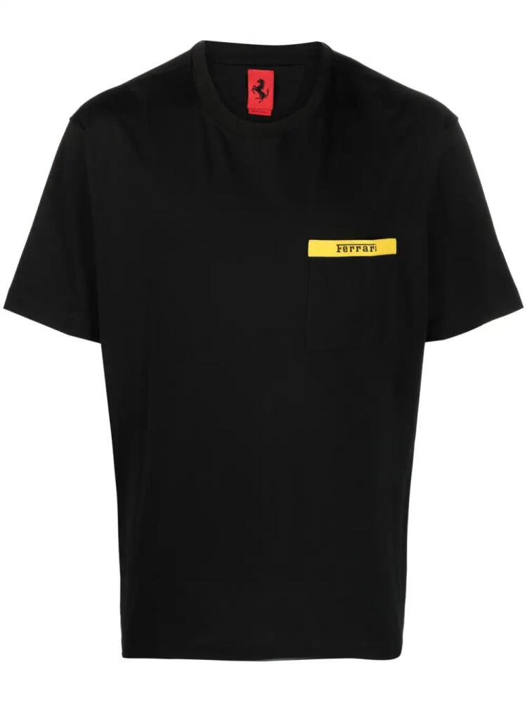 Ferrari logo-patch cotton T-shirt - Black Cover