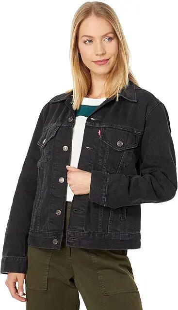 Levi's(r) Womens Ex-Boyfriend Trucker Jacket (Black Worn In) Women's Coat Cover