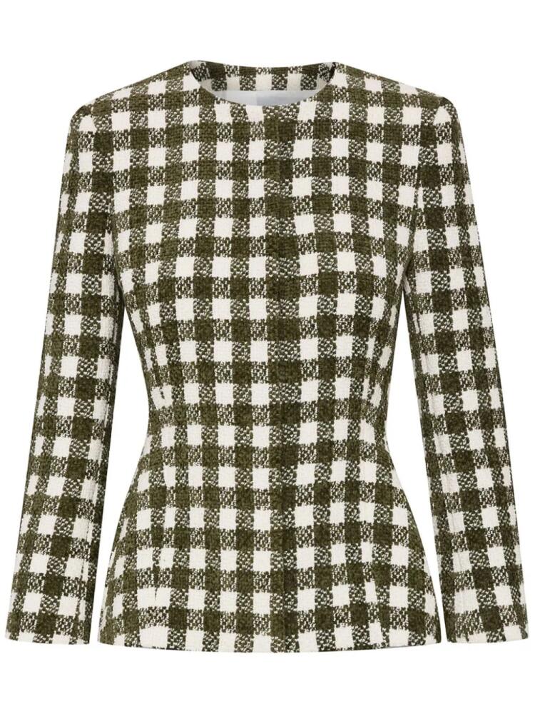 Oscar de la Renta check-print chenille tweed jacket - Neutrals Cover