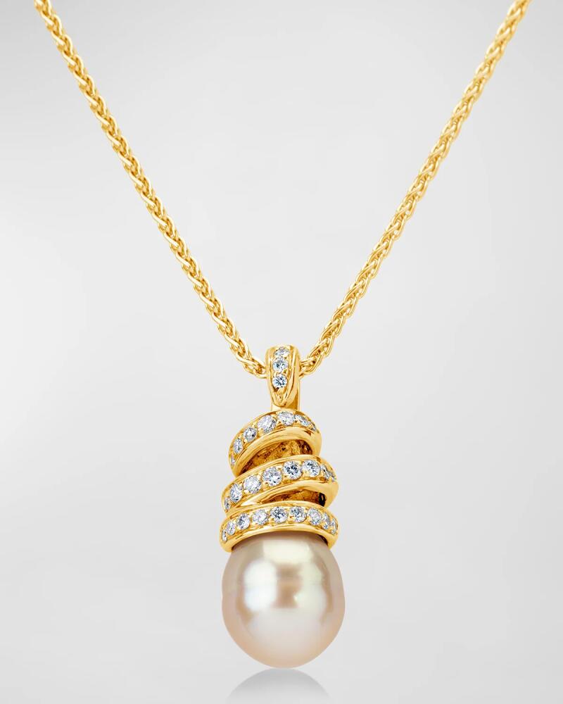 Andreoli 18K Yellow Gold Golden South Sea Pearl and Diamond Necklace Cover