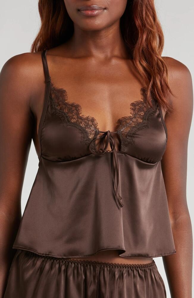 Kat The Label Sorrento Lace Trim Satin Camisole in Espresso Cover