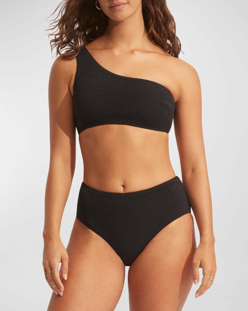 Seafolly Textured One-Shoulder Bikini Top Cover