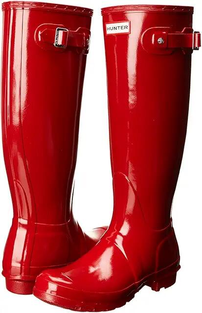 Hunter Original Tall Gloss Rain Boots (Military Red) Women's Shoes Cover