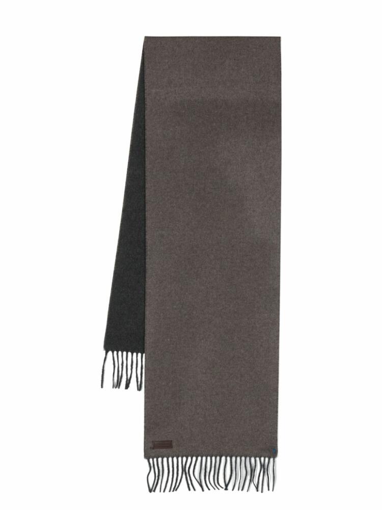 Canali logo-patch two-tone scarf - Brown Cover