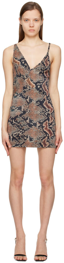 Atlein Brown Snake Print Minidress Cover