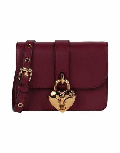 Moschino Heart-padlock Leather Crossbody Bag Woman Cross-body bag Purple Calfskin Cover