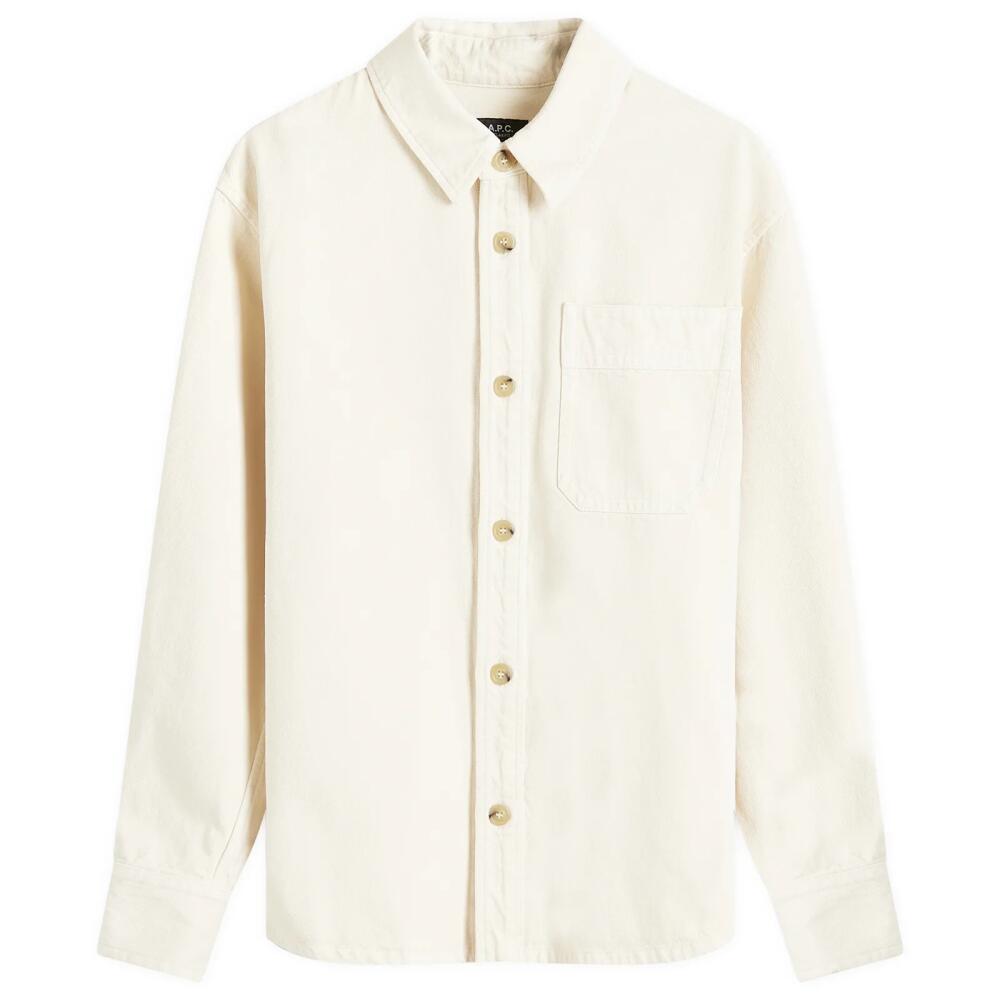 A.P.C. Men's Basile Denim Overshirt in Ecru Cover