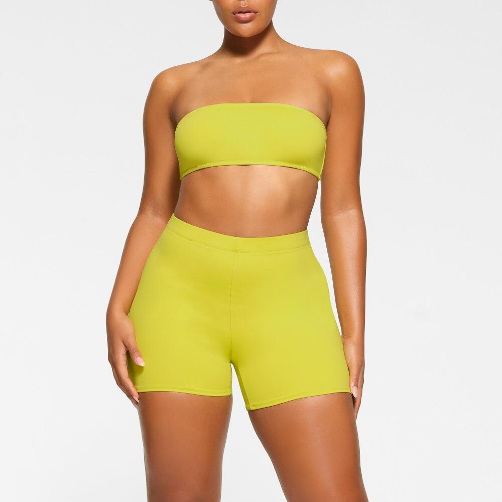 SKIMS Mid Waist Short | Yellow | XS | Signature Swim Cover