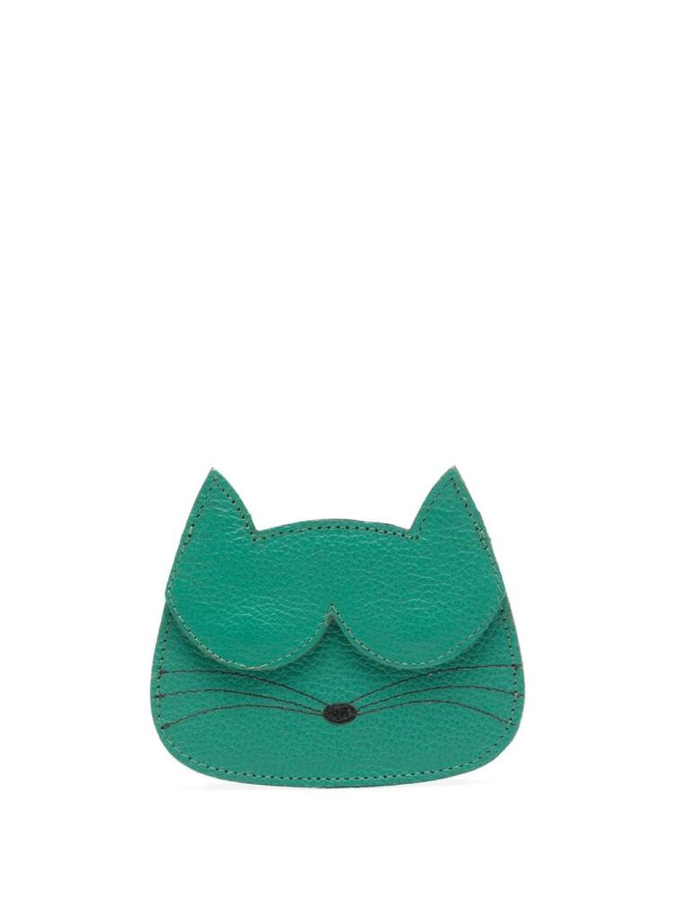 Sarah Chofakian cat-shape leather cardholder - Green Cover