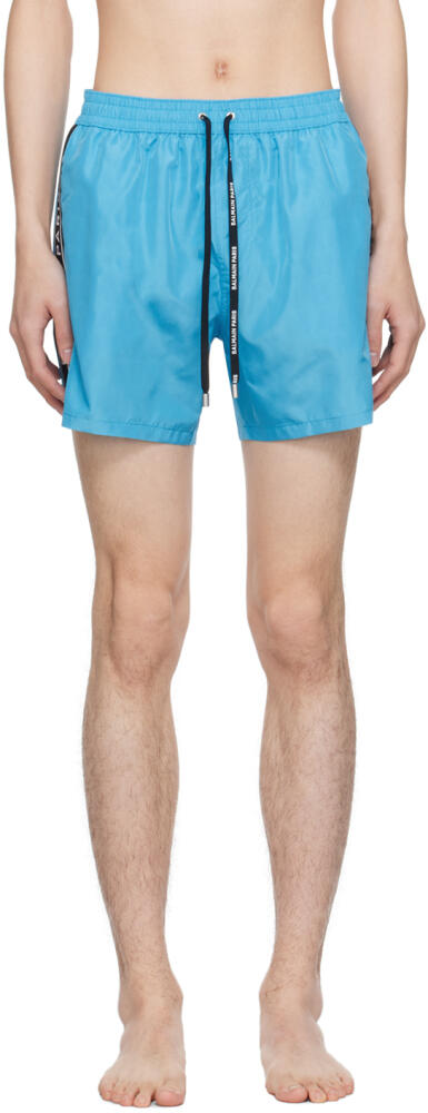 Balmain Blue Printed Swim Shorts Cover