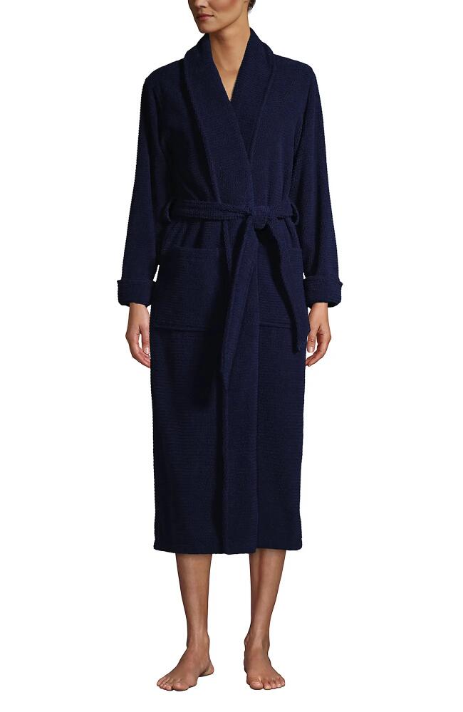 Lands' End Cotton Terry Long Spa Bath Robe in Deep Sea Navy Cover