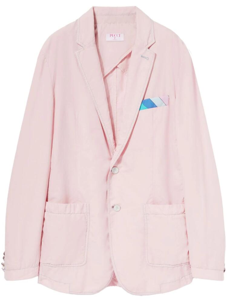 PUCCI notched-lapel cotton-silk blazer - Pink Cover