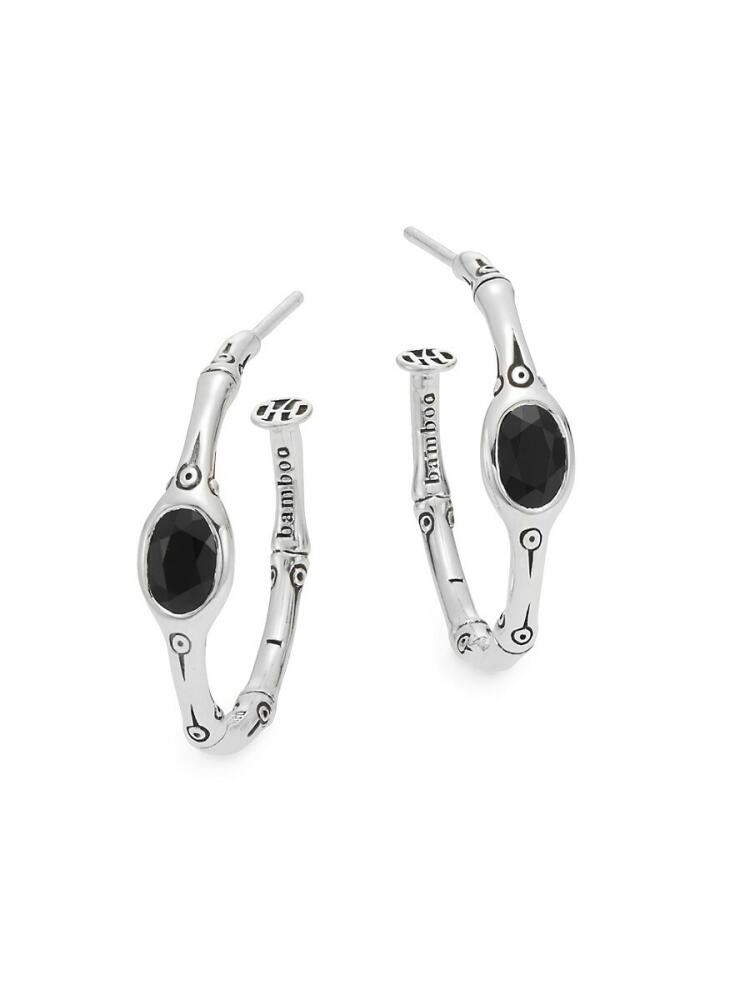 John Hardy Women's Bamboo Black Chalcedony & Sterling Silver Small Hoop Earrings/1" Cover