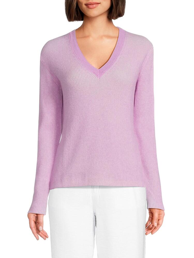 Amicale Women's Cashmere V-Neck Sweater - Lilac Cover